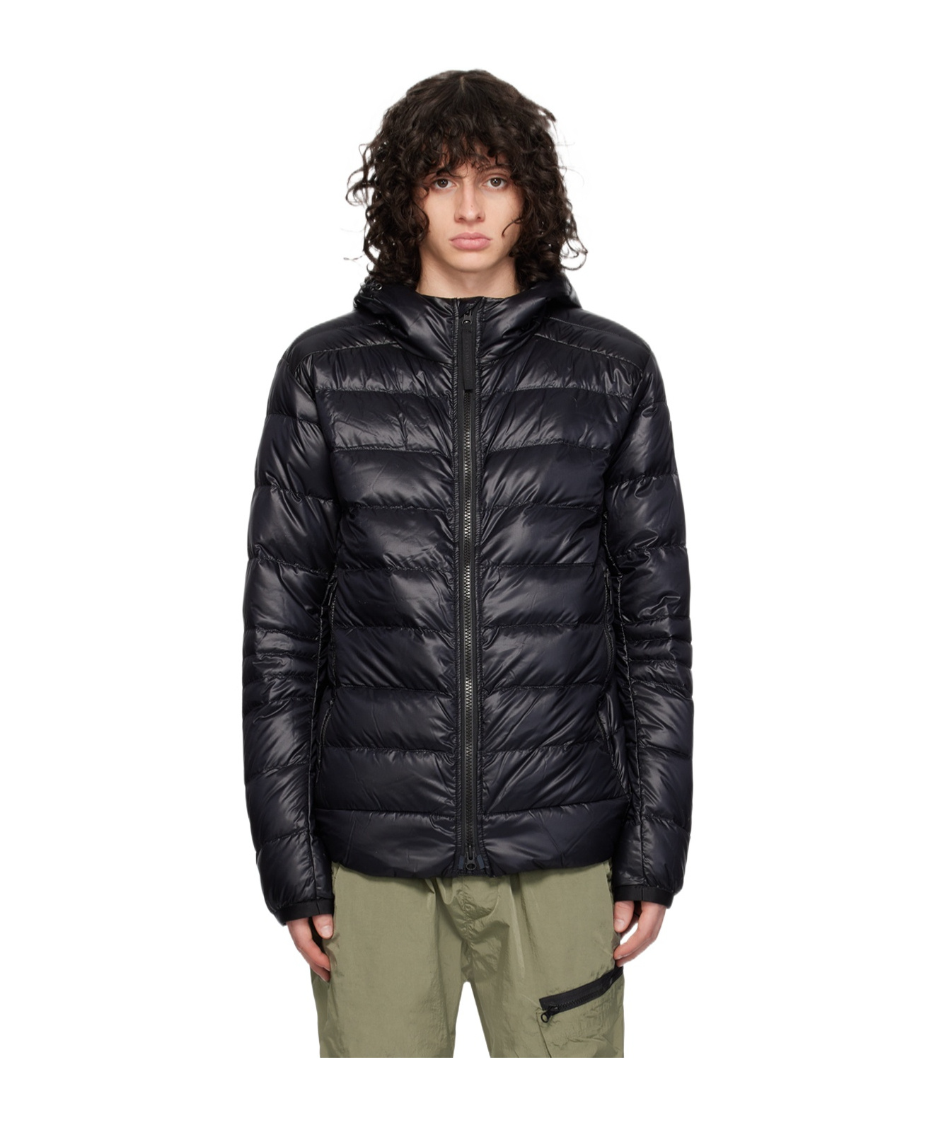 Shop Canada Goose Zipper Long-sleeved Down Jacket In Black