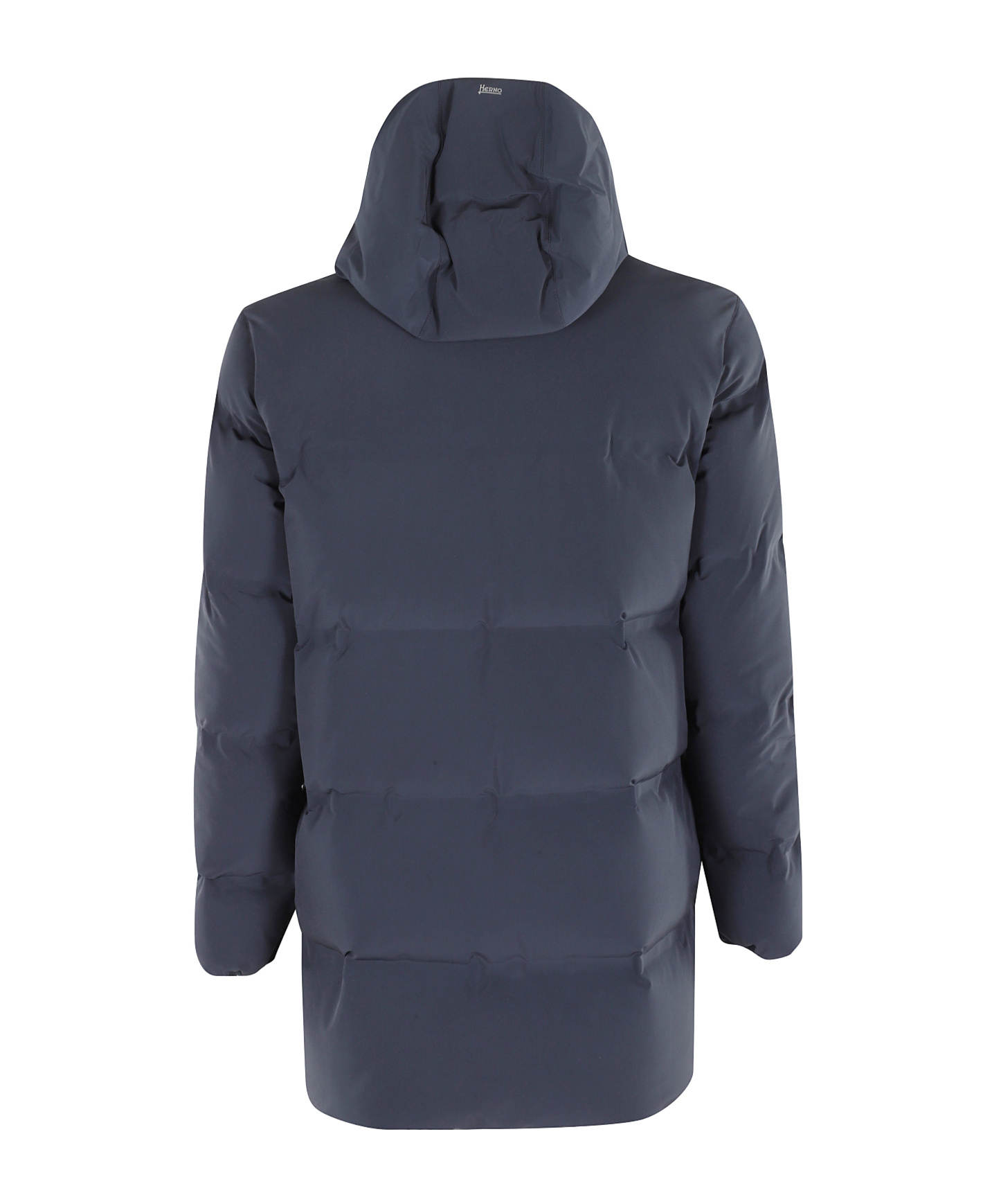 Herno Streamlined Down Jacket With High Collar And Hood In Blue