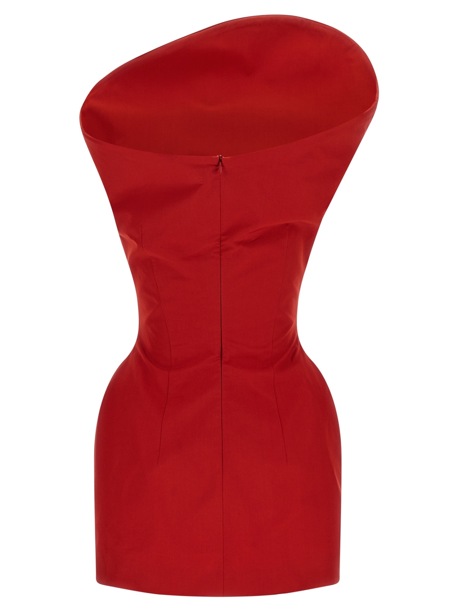Magda Butrym Asymmetric Cotton-blend Minidress In Red