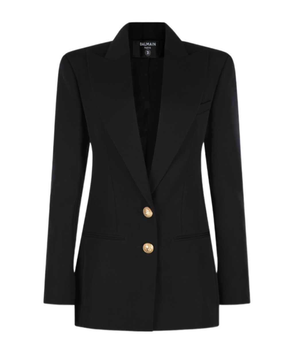 Shop Balmain 2-button Cinched-waist Jacket In Black