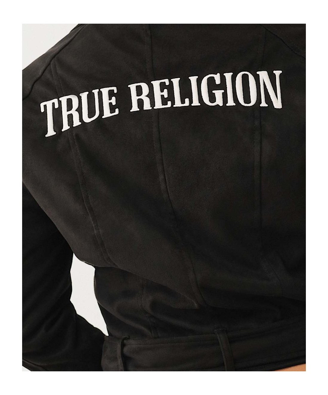 TRUE RELIGION FAUX SUEDE MOTO JACKET