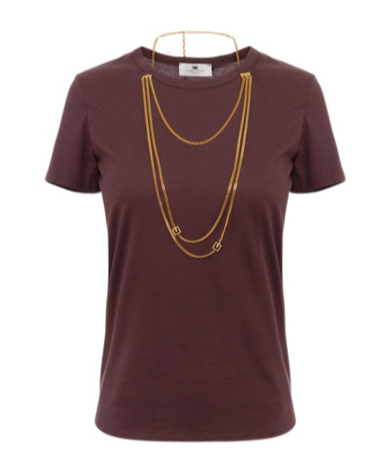 Elisabetta Franchi Jersey T-shirt With Jewel Accessory