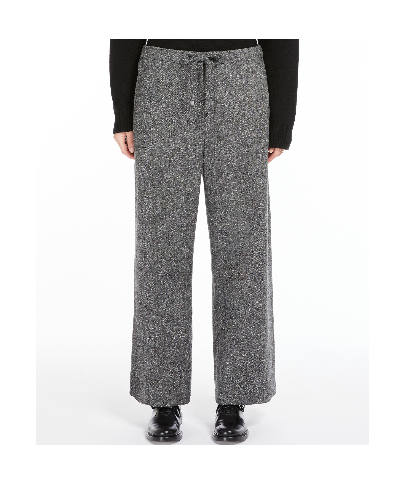 Max Mara Wool Wide-leg Sweatpants In Gray