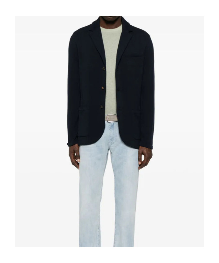 Eleventy Single-breasted Knitted Blazer In Black
