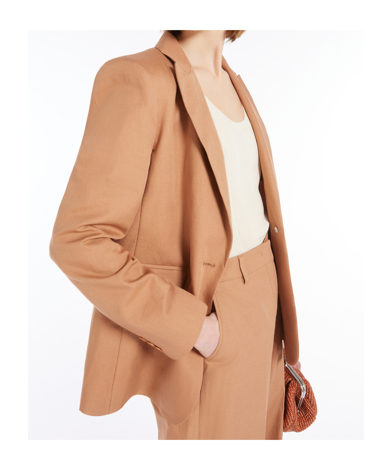 Weekend Max Mara Cotton And Linen Blazer In Desert-colored