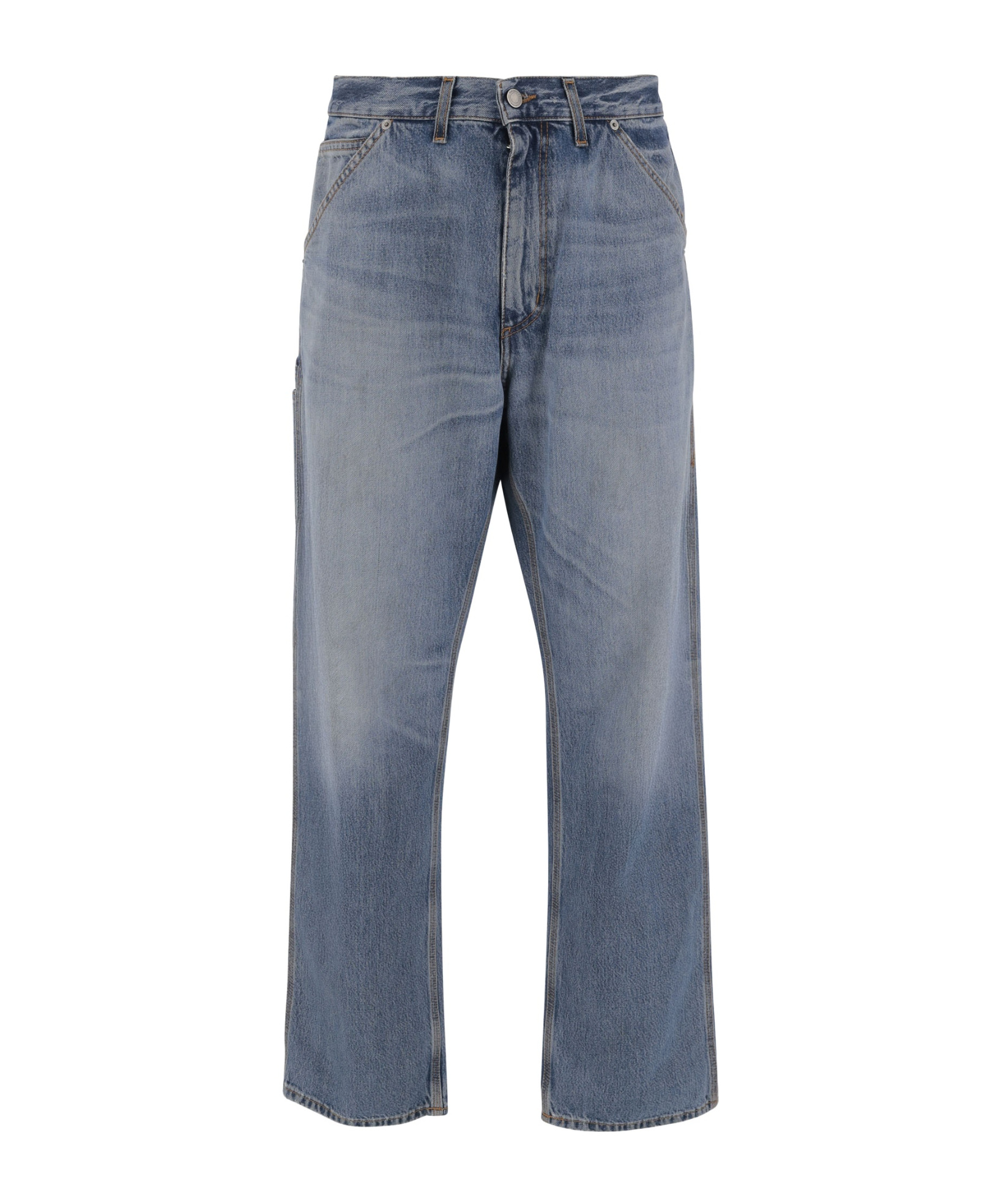 Haikure Denim Trousers With Belt Loops In Blue