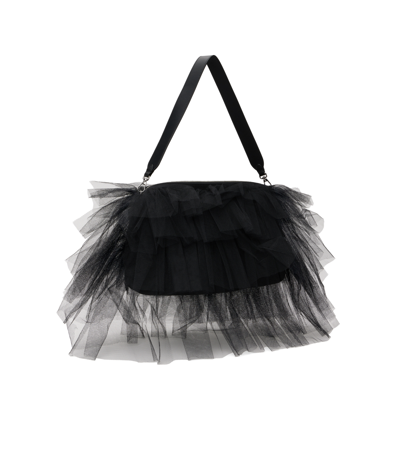 Simone Rocha Womens Frilly Tutu Tulle Shoulder Bag Black In Black