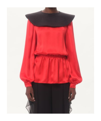 Shop Valentino Double Satin Top In Bright Orange/black