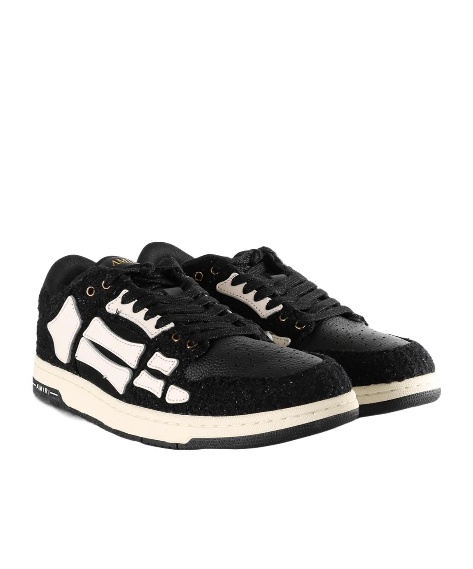 Amiri Boucle Skel Top Low Sneakers In Black