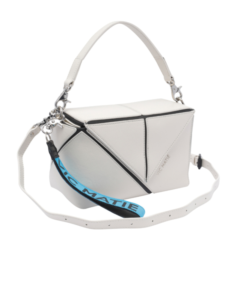 Shop Vic Matie Rochelle Geometric-panelled Shoulder Bag In White
