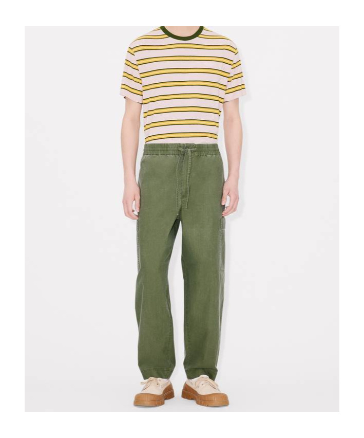 Kenzo ' Elephant Logo' Embroidered Cargo Jogpants In Coated Cotton
