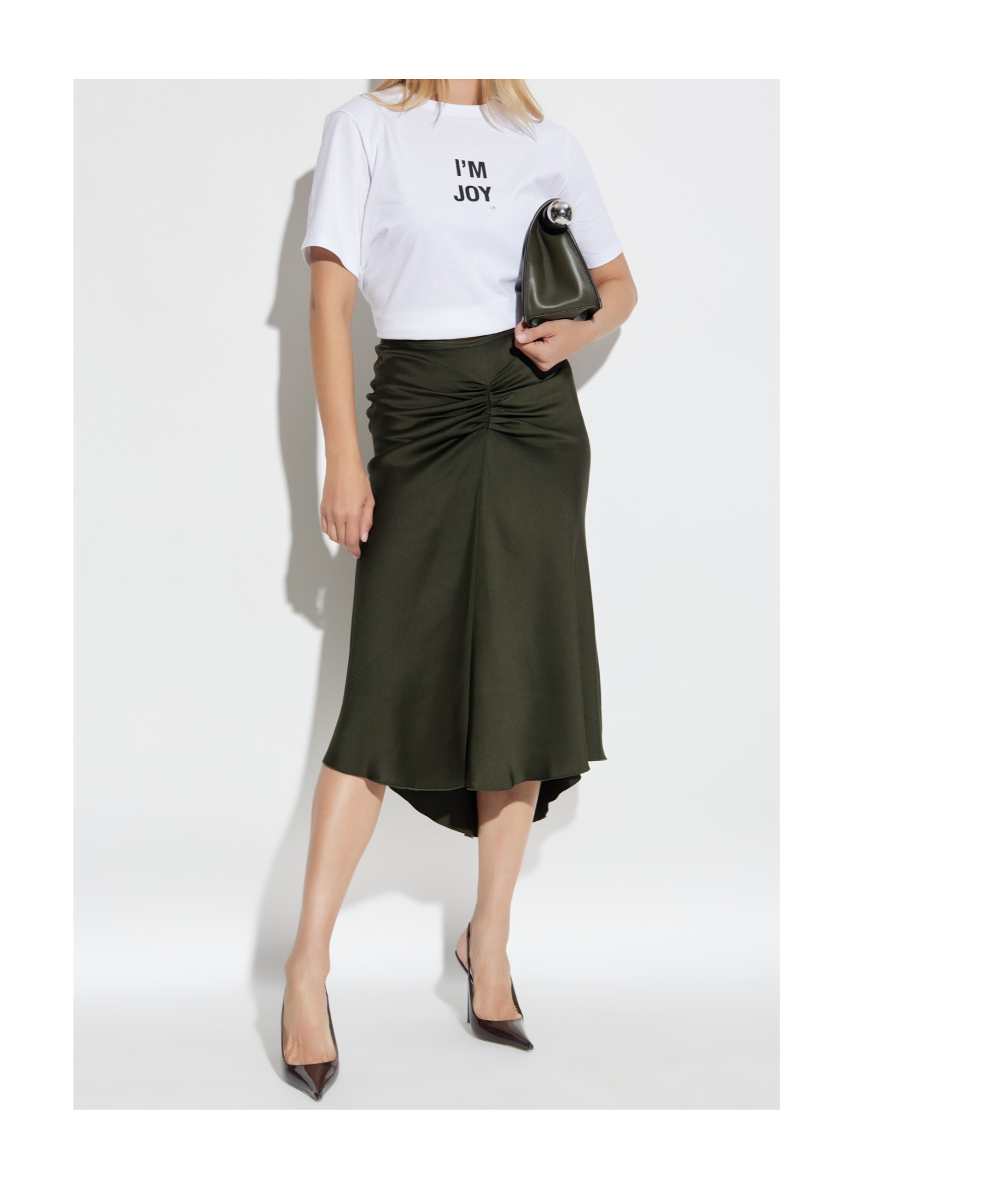Victoria Beckham Graphic Print Crew Neck Short Sleeve Top In White