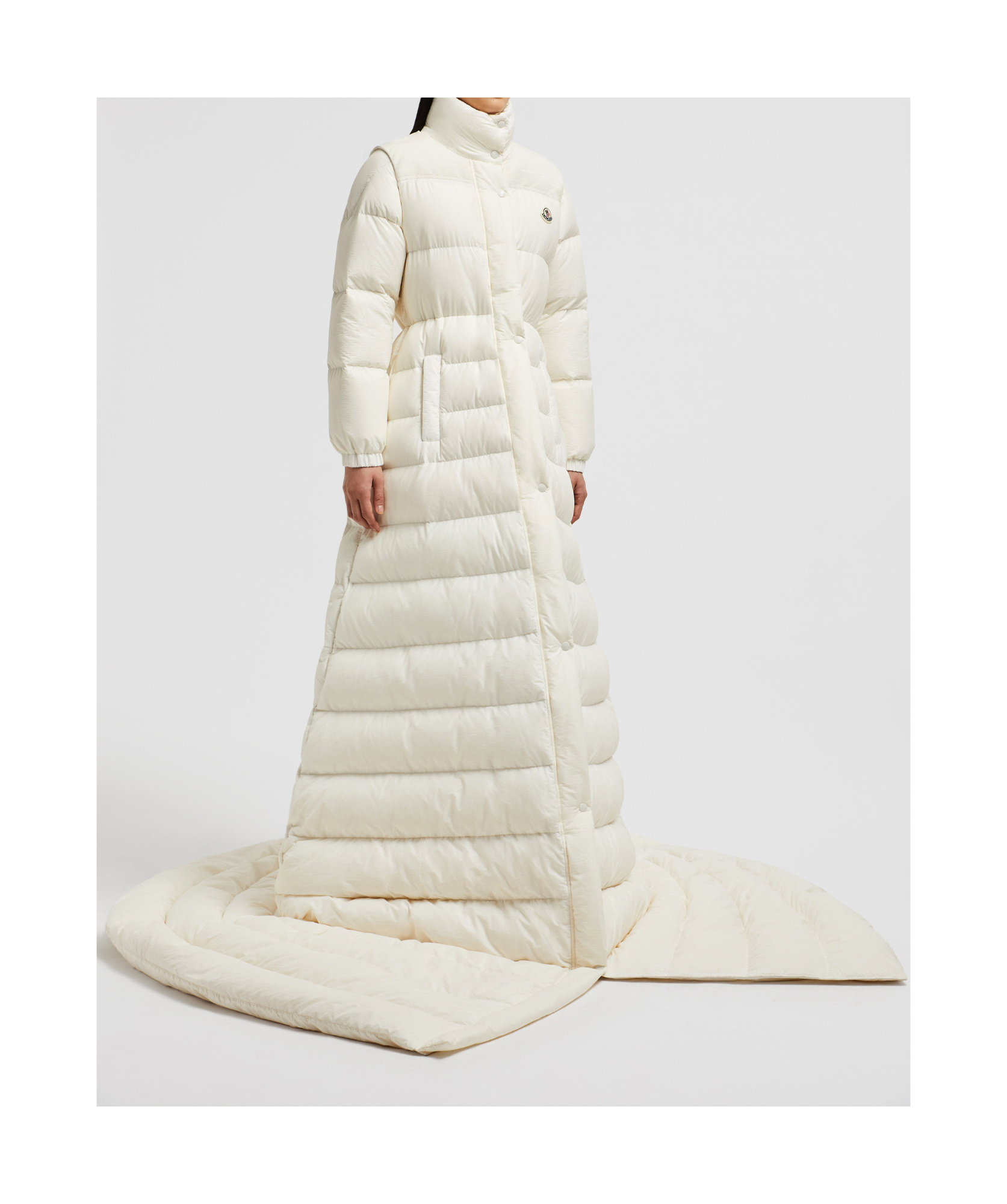 Moncler Long-sleeved Long Down Jacket In White