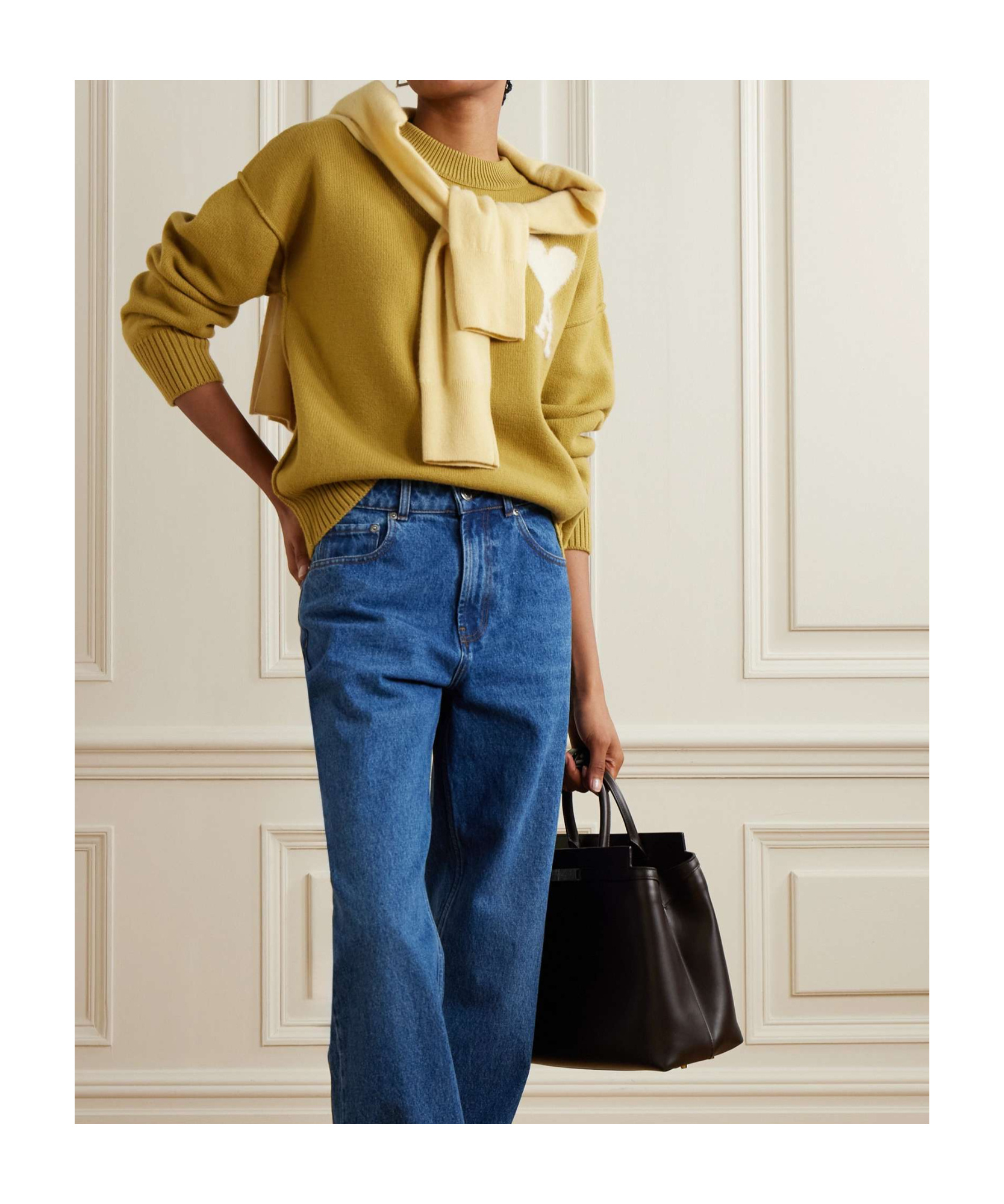 Ami Alexandre Mattiussi Round-neck And Long-sleeved Sweater In Brown