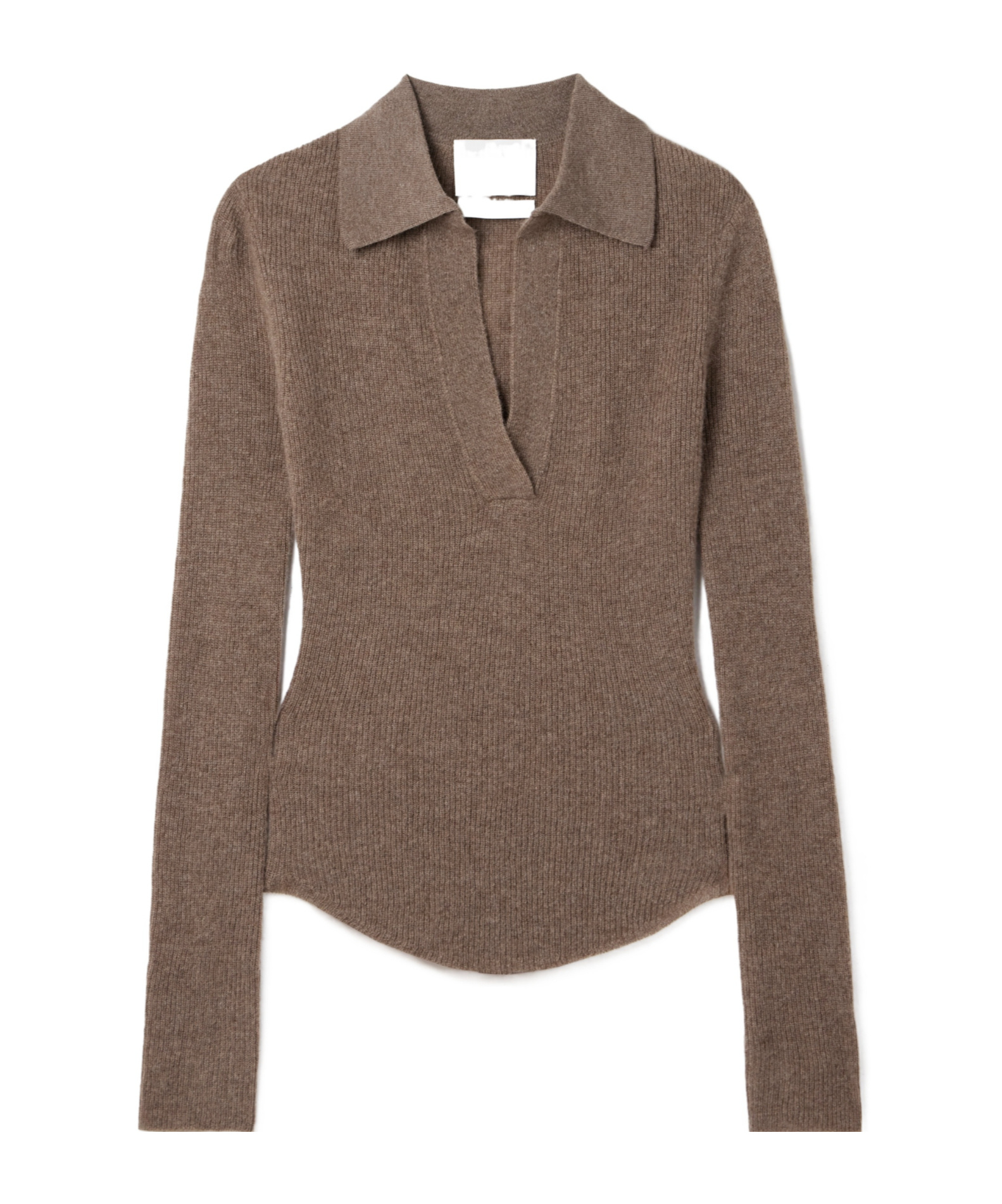 Citizen Of Humanity Simone Ribbed Wool And Cashmere-blend Polo Sweater In Brown