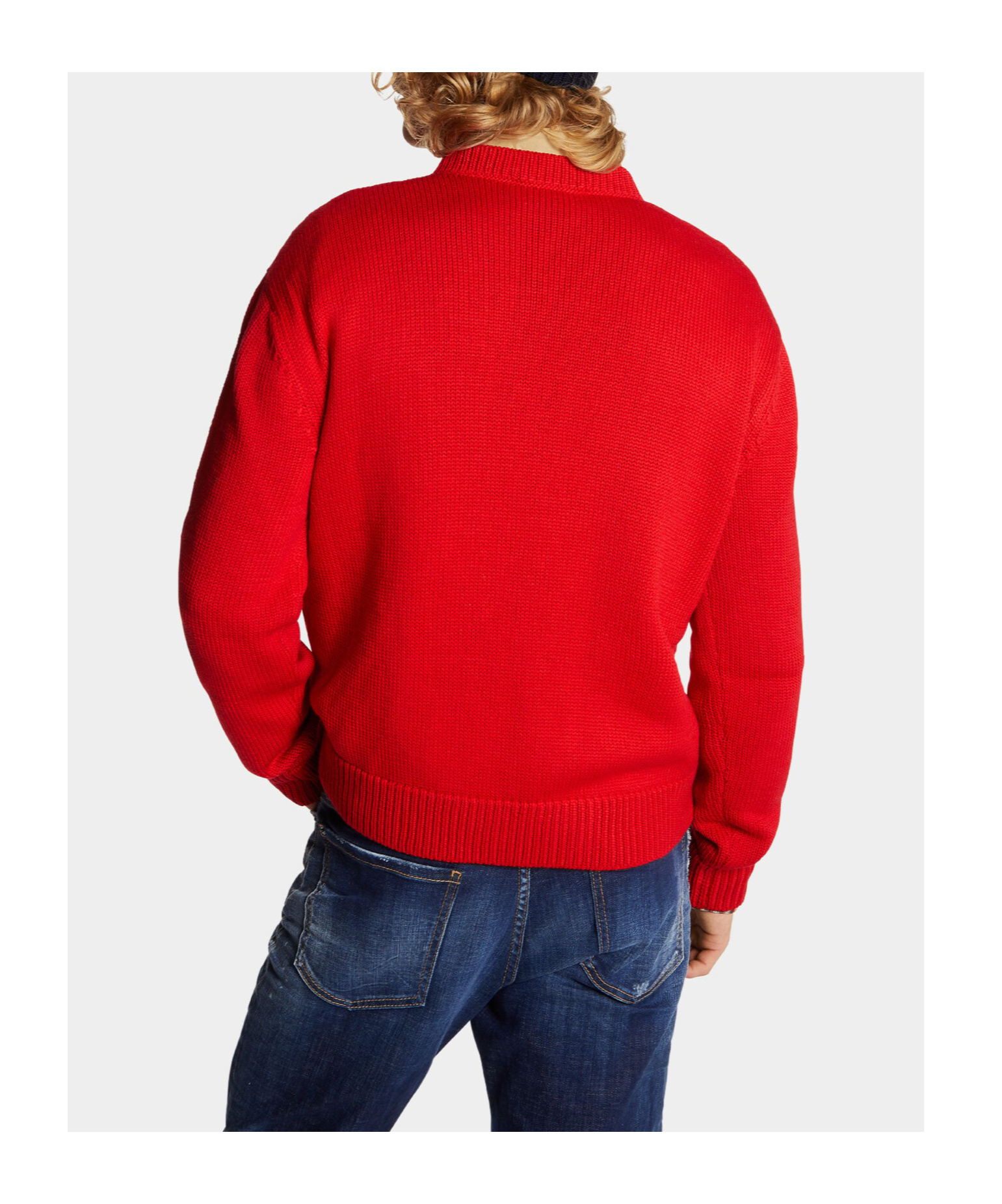 Dsquared2 Crewneck Embroidered Graphic Design Sweater In Red