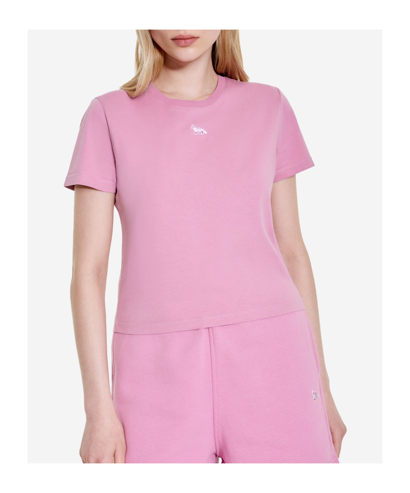 Shop Maison Kitsuné Baby Fox-appliqué Cotton T-shirt In Pink
