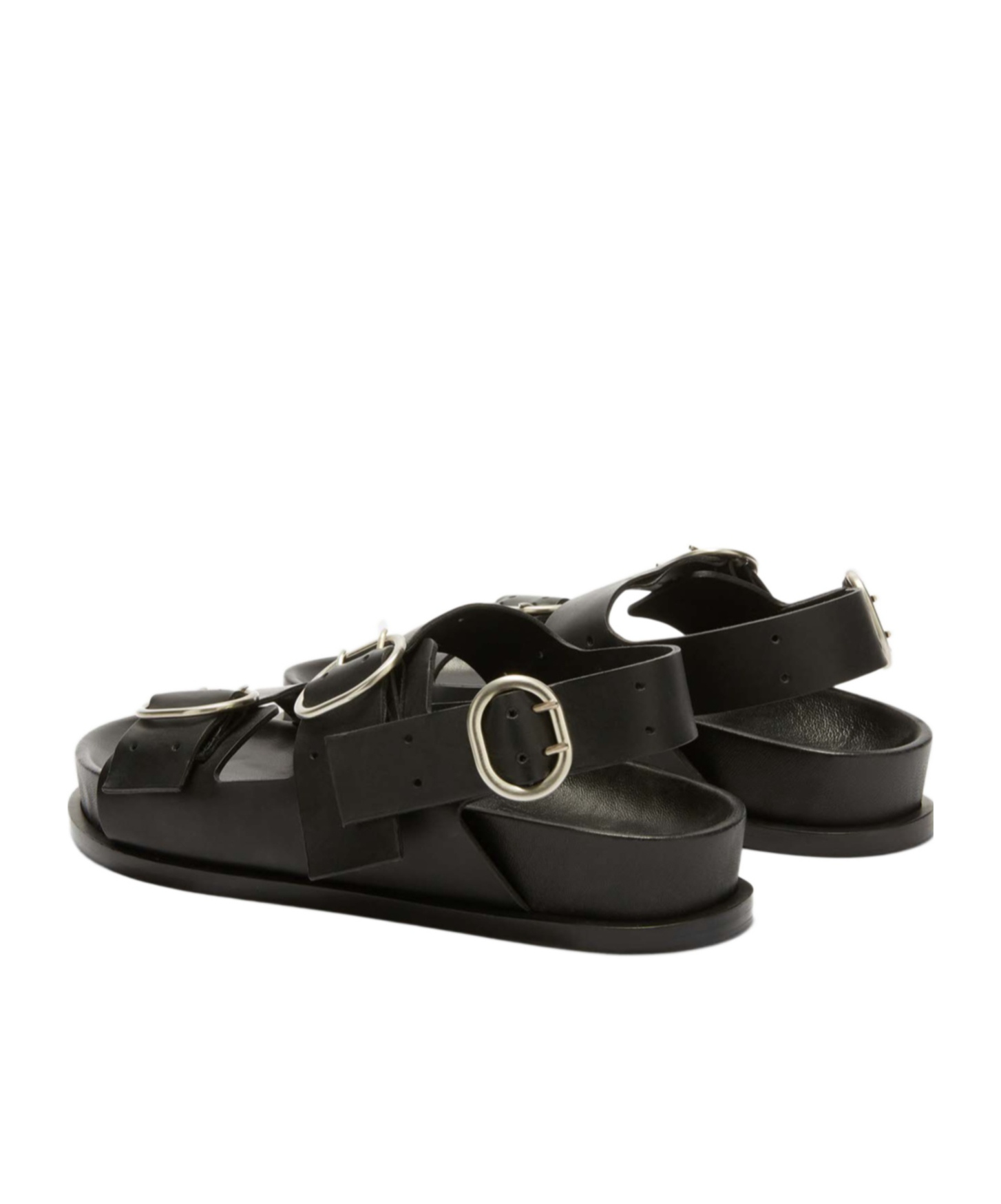 Jil Sander Leather Slingback Sandals With Double Buckle In Black