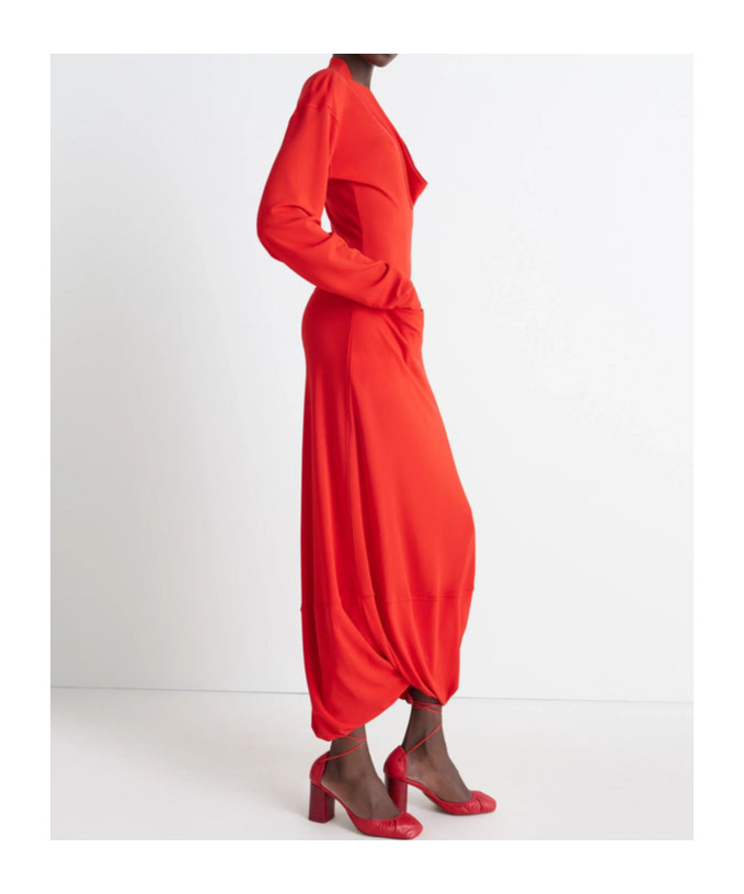 Lemaire Cowl-neck Pocket Dress In Red