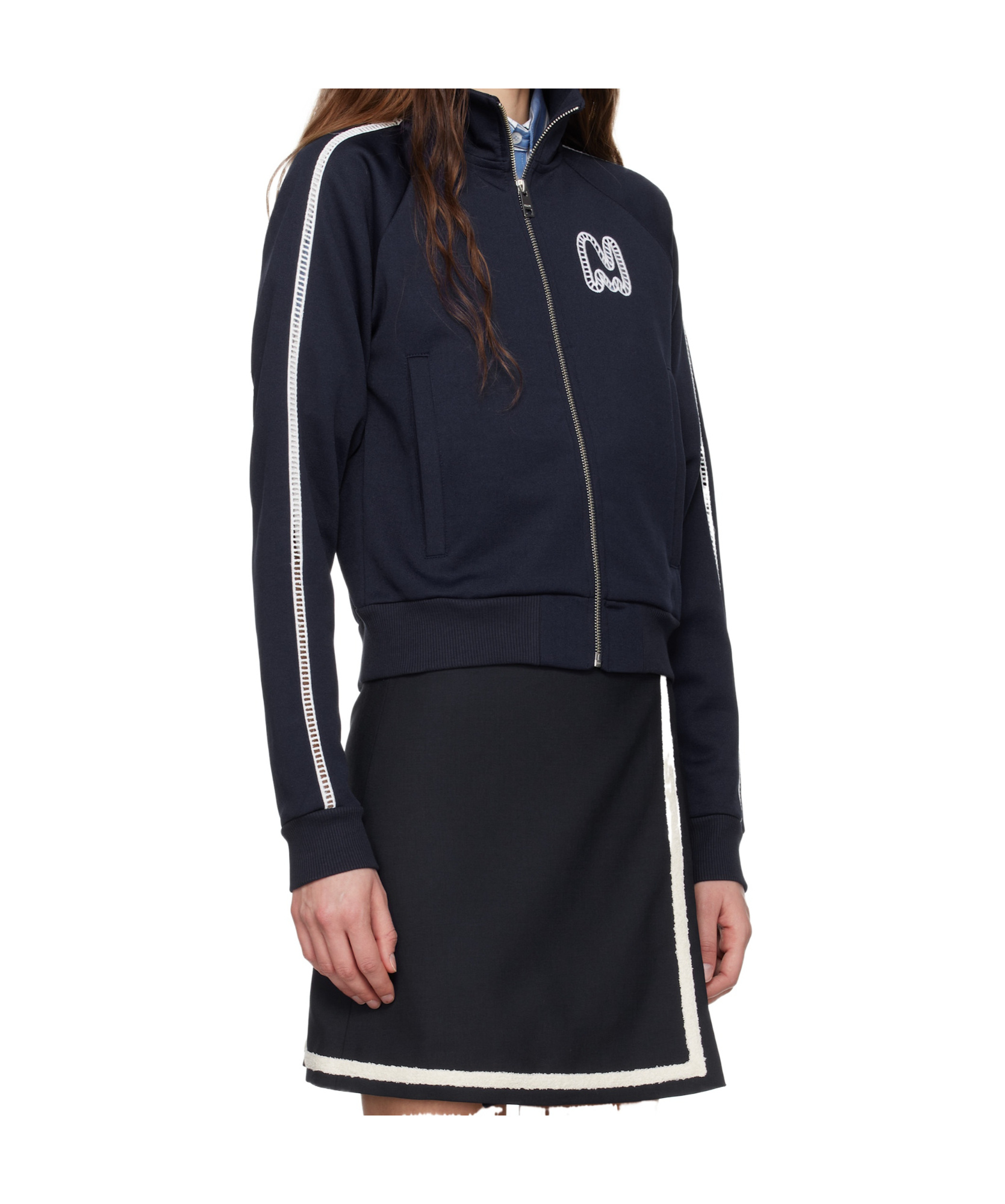 Msgm Navy Logo Track Jacket In Blue