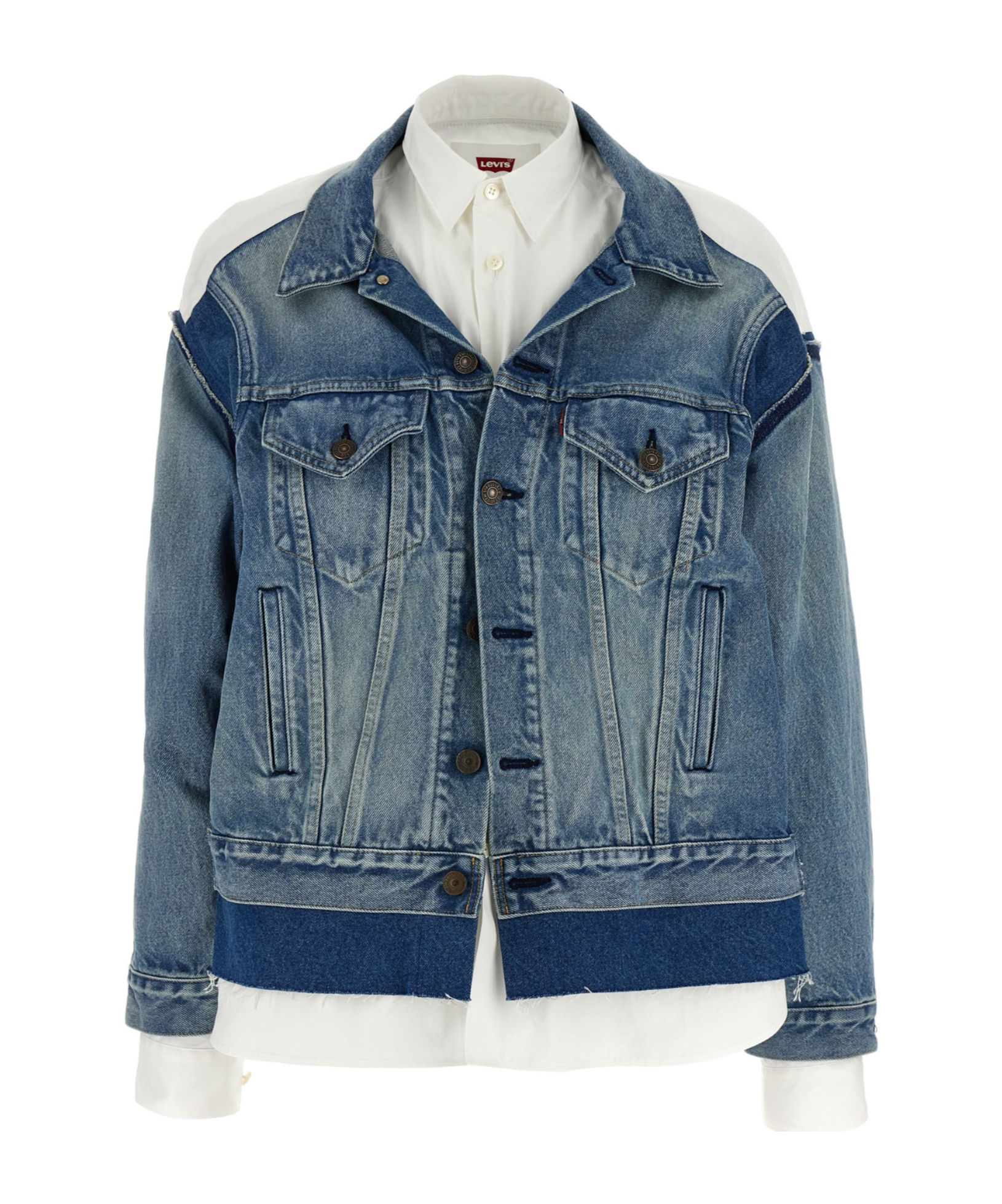 Junya Watanabe Double-layer Denim Front Shirt Jacket In Blue