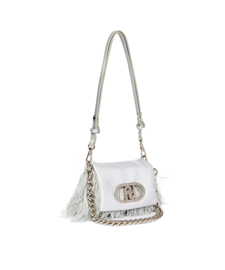 Liu •jo Feather-trimmed Shoulder Bag In White