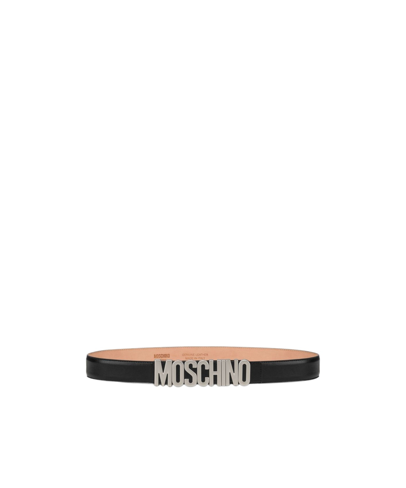 Moschino Calf Leather Adjustable Fit Smooth Belts In Black
