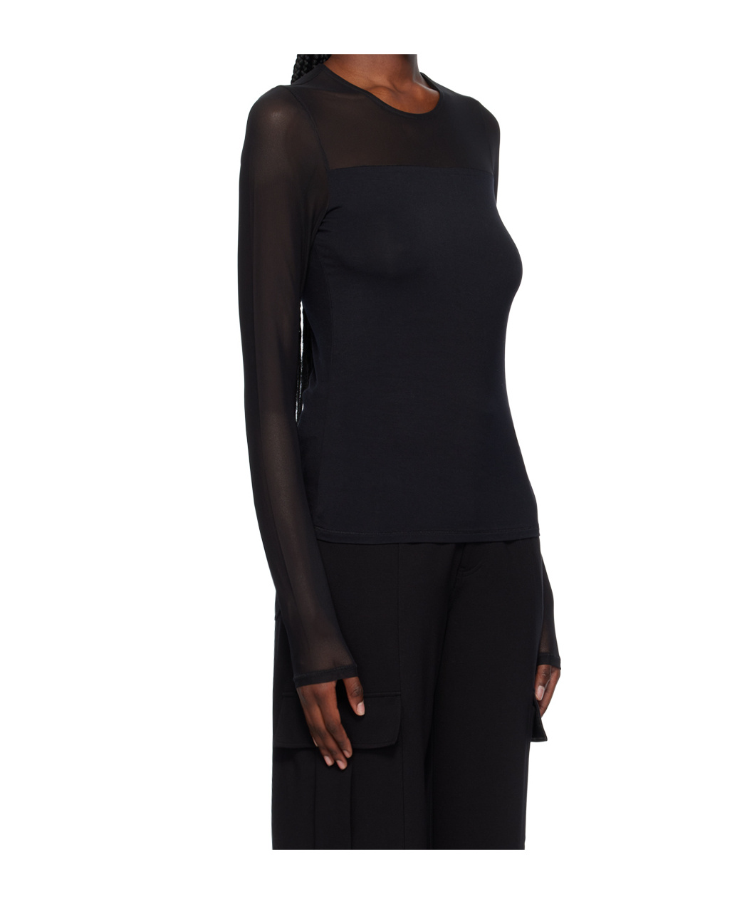 Rag & Bone Round Collar And Long-sleeved T-shirt In Black
