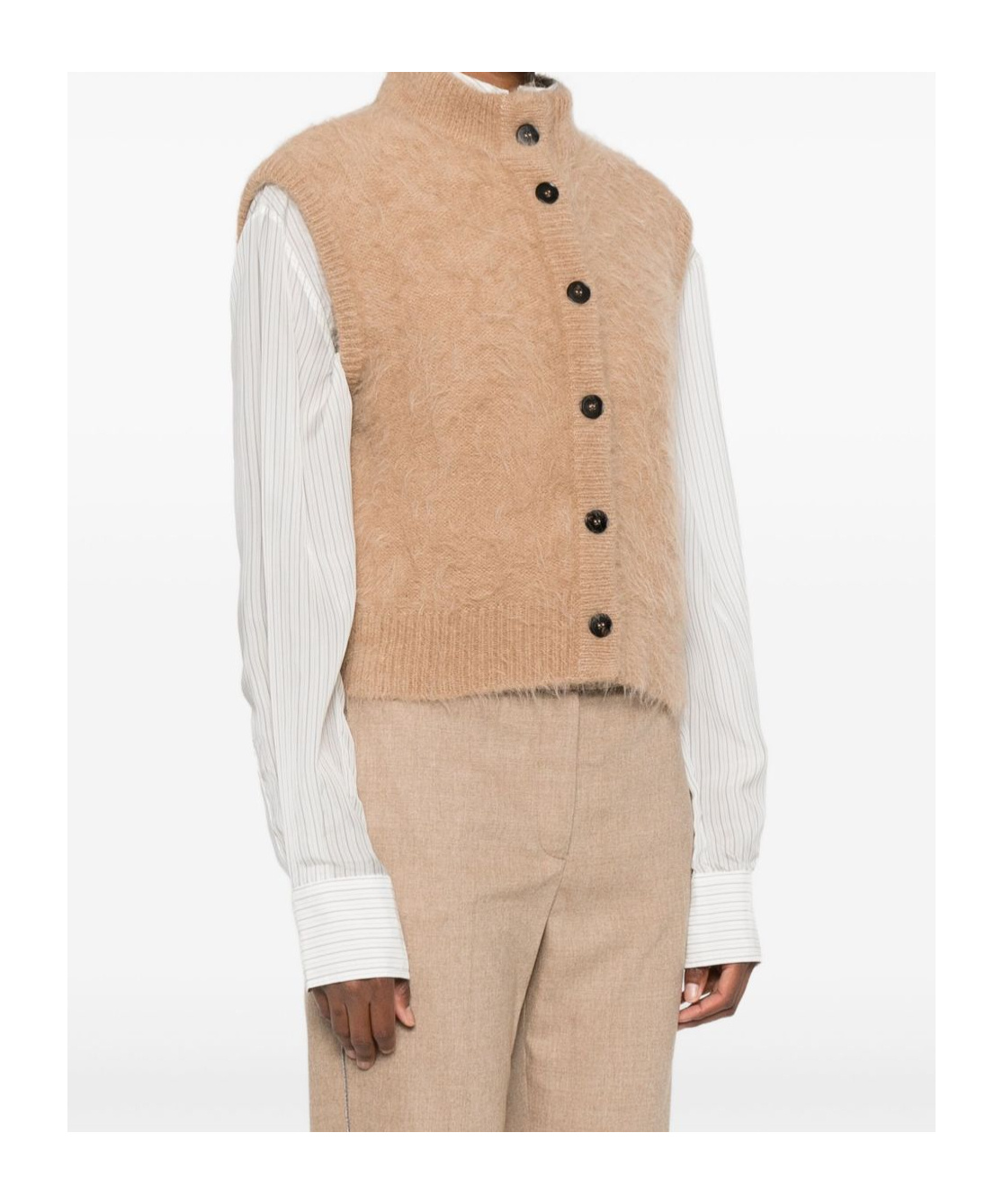 Antonelli Button-down Ribbed Vest In Brown