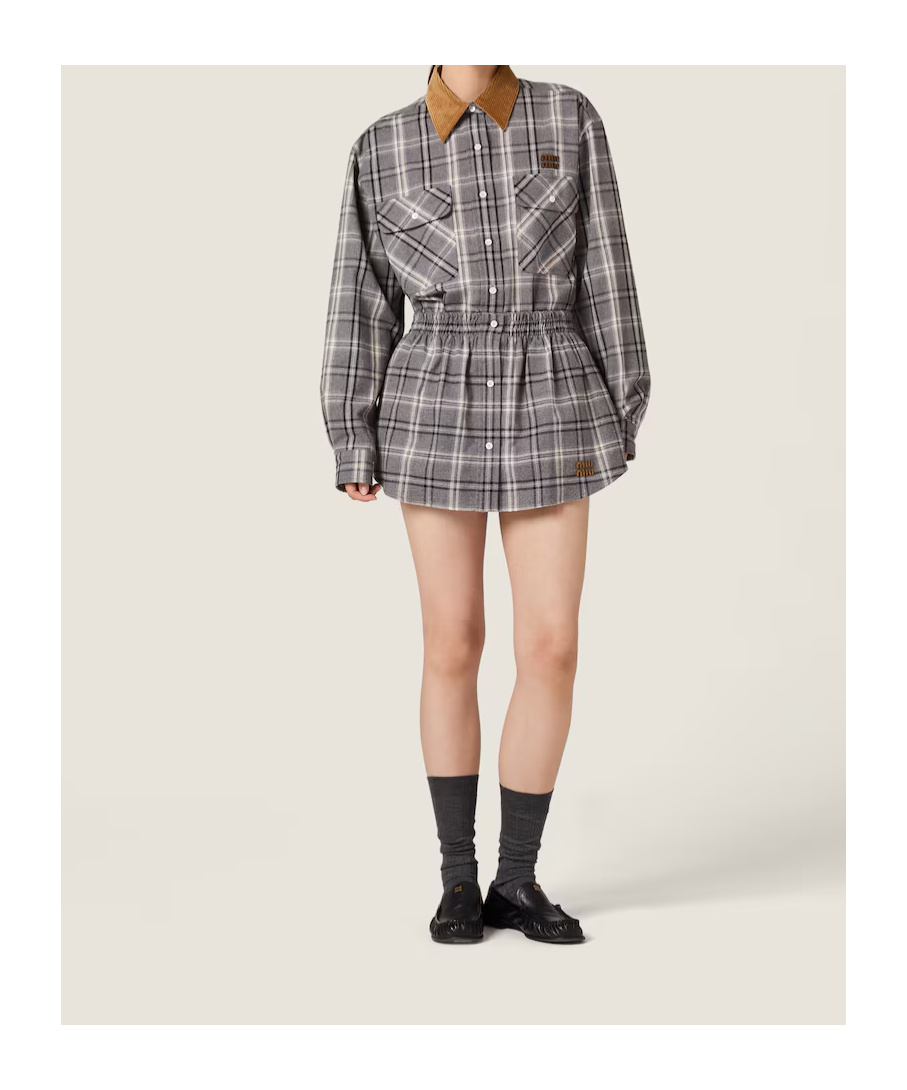Miu Miu Checked Flannel Miniskirt In Multi
