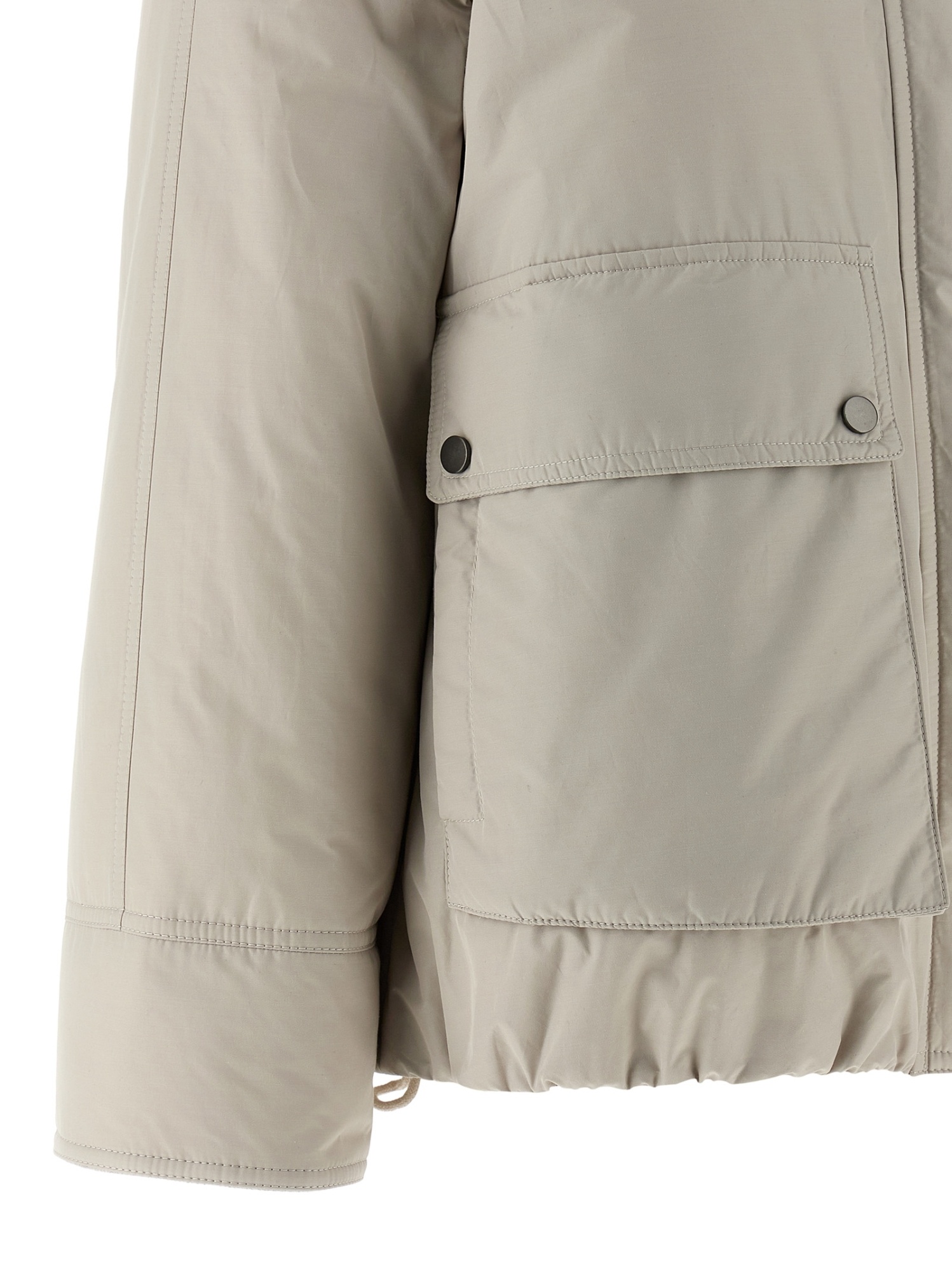 Brunello Cucinelli Cashmere Neck Down Jacket Puffer Jackets Beige In Gray