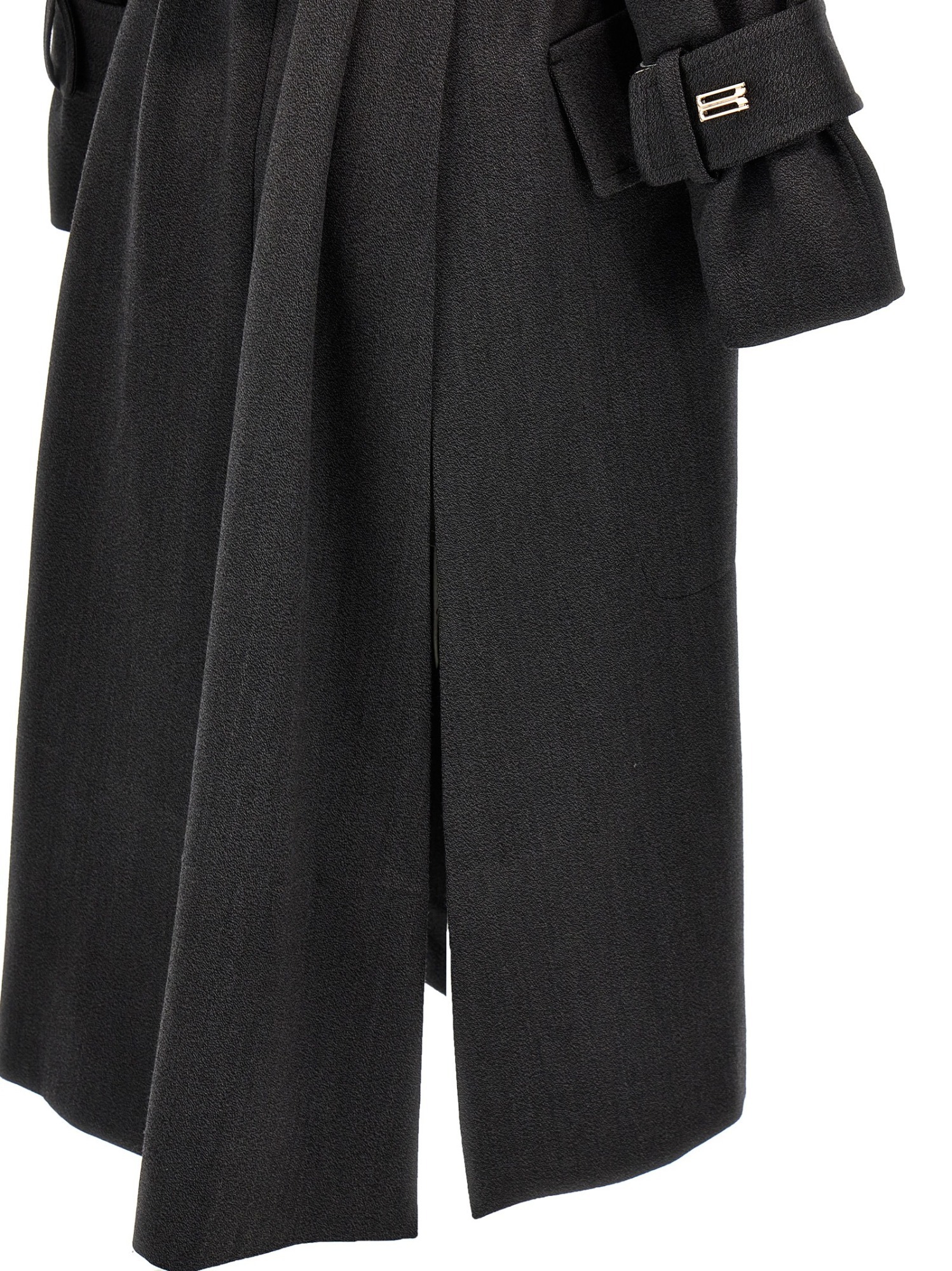 Victoria Beckham Womens Charcoal Collar Concealed-pockets Wool Coat In Black
