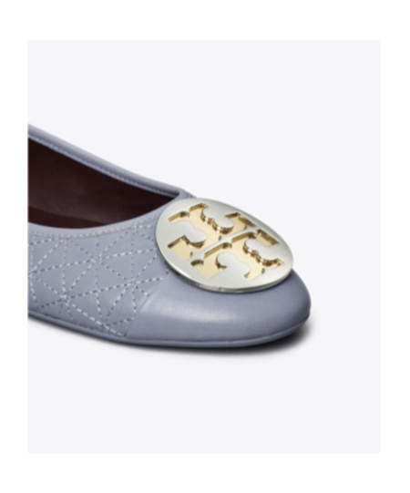 Tory Burch Claire Quilted-leather Ballerina Shoes In Gray