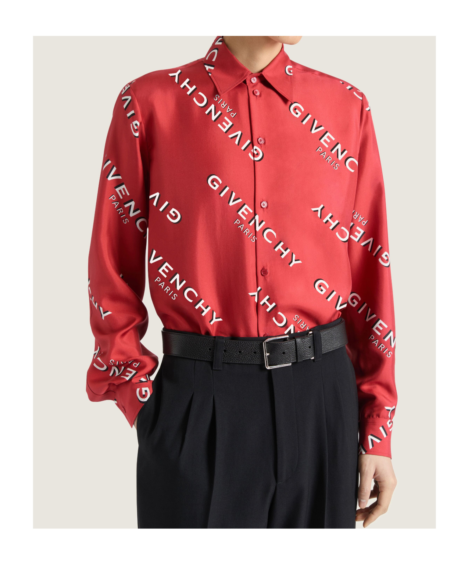 Givenchy Shadow Printed Shirt In Silk In Red