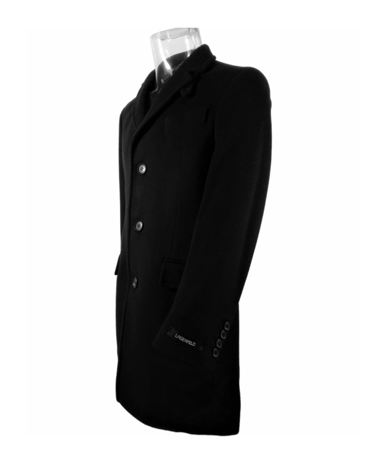 Karl Lagerfeld Lapel Long-sleeved Coat In Black