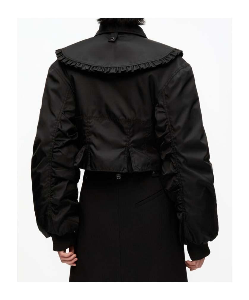 GANNI BLACK DUCHESSE NYLON FITTED JACKET
