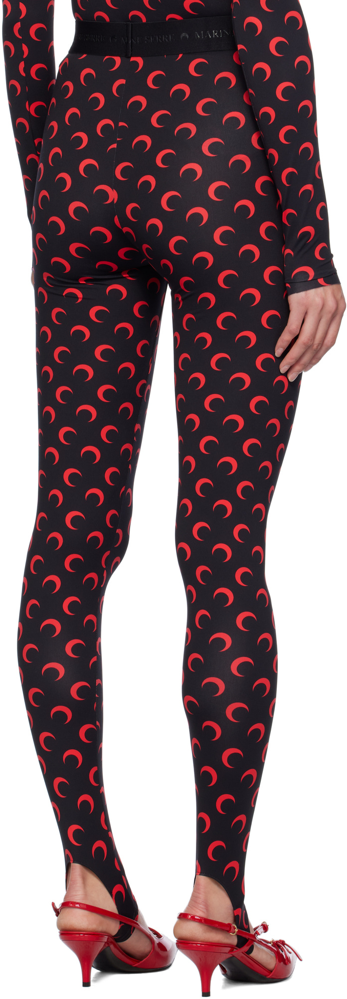 Marine Serre Recycled Jersey Moon Stirrup Leggings In Black