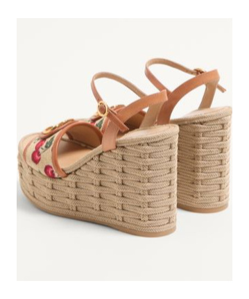 Valentino Natural Logo Wedges In Nude