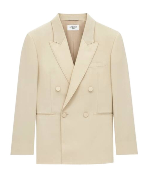 Saint Laurent Lapel Long-sleeved Suit Coat In Nude