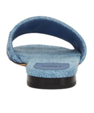 Fendi Signature Flat Slides In Blue