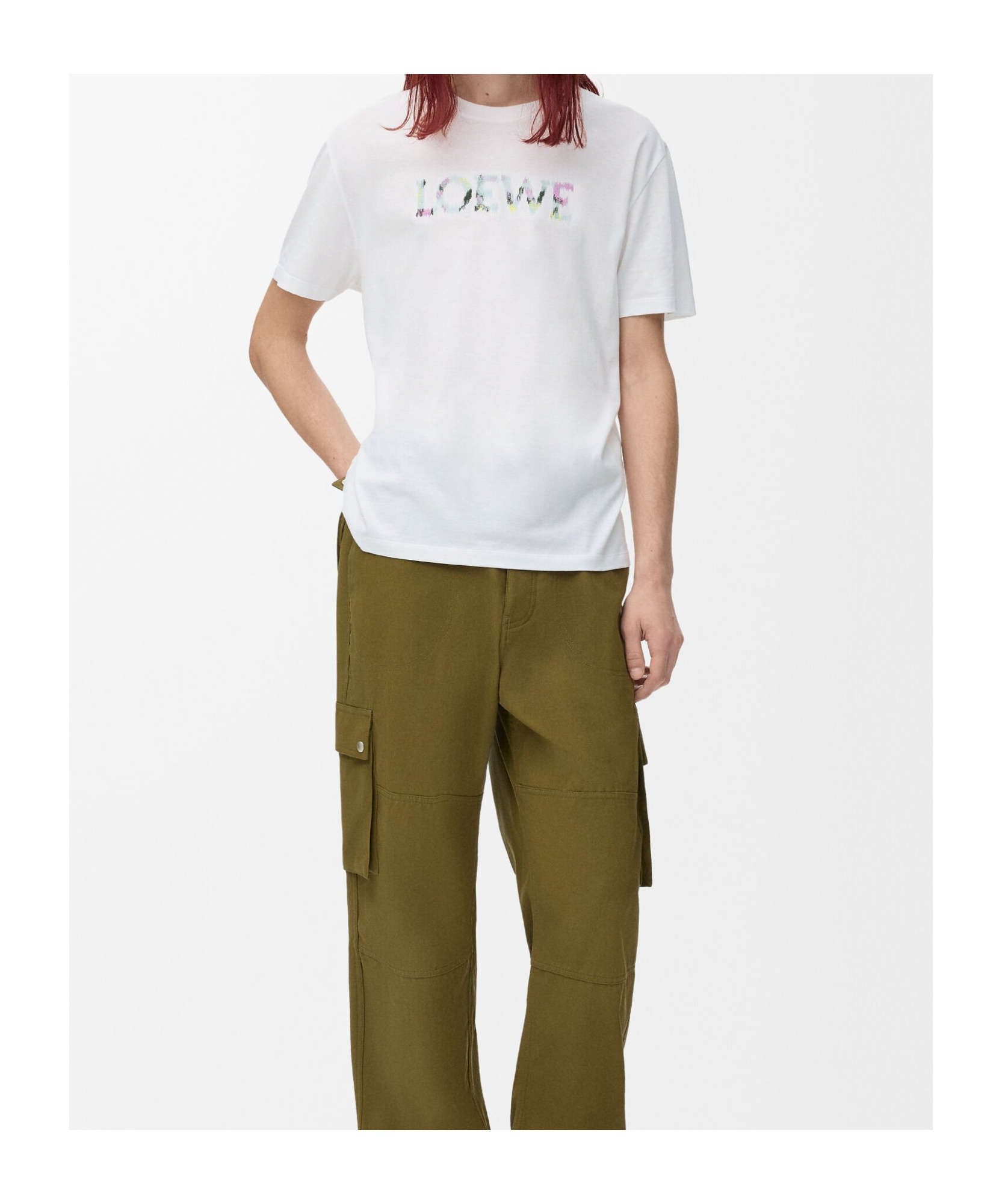 Loewe Logo-embroidered Cotton-jersey T-shirt In White