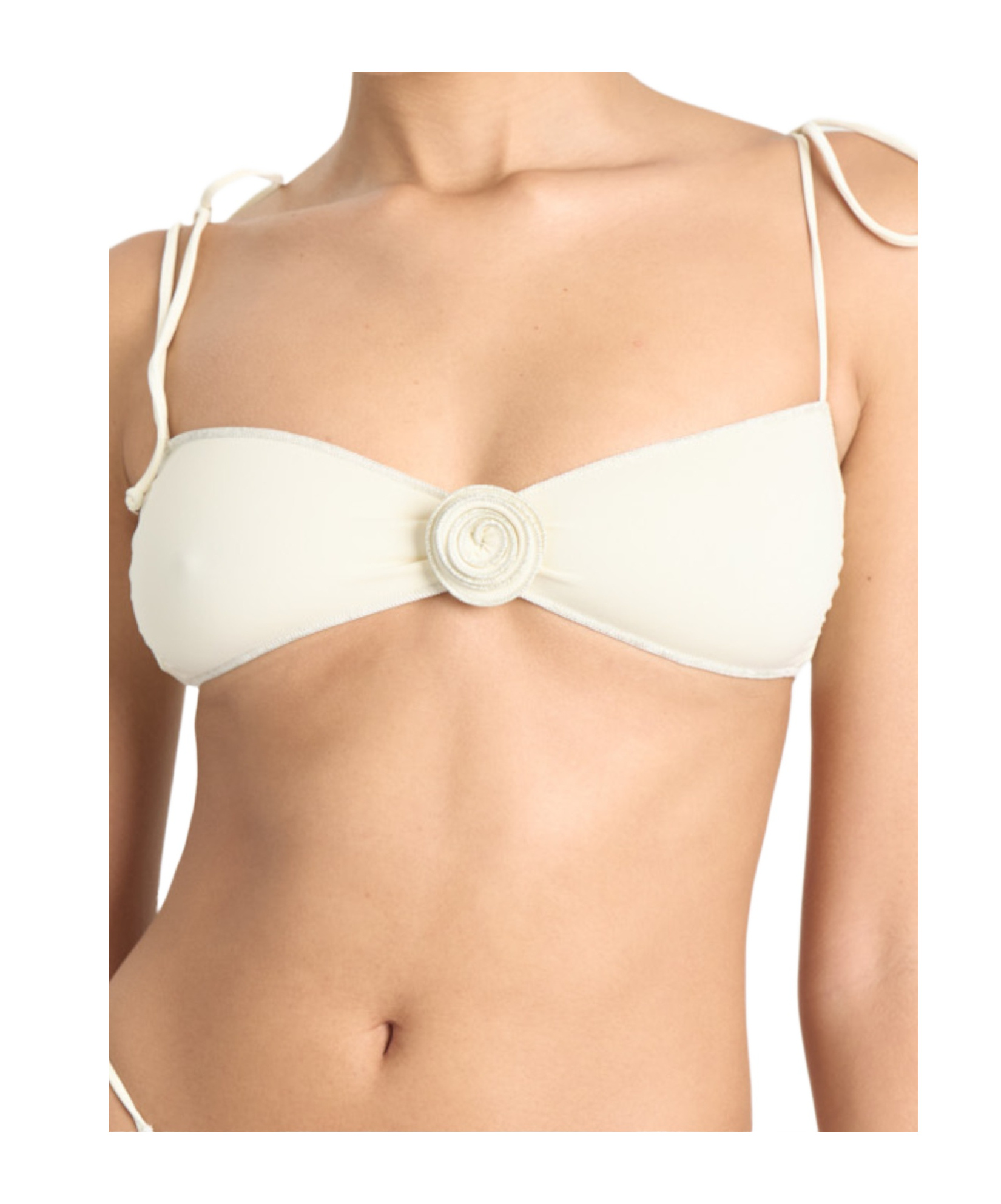 La Reveche Rose-detail Bandeau Bikini Top In White