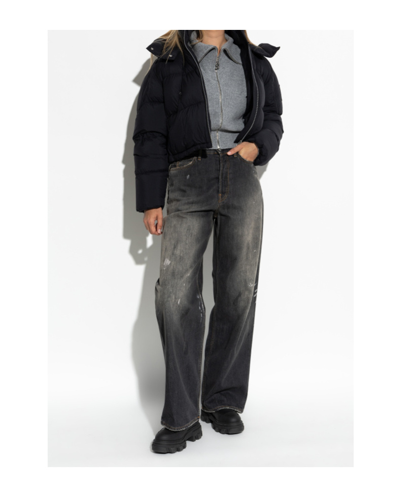Moose Knuckles Hooded Down Jacket In Black