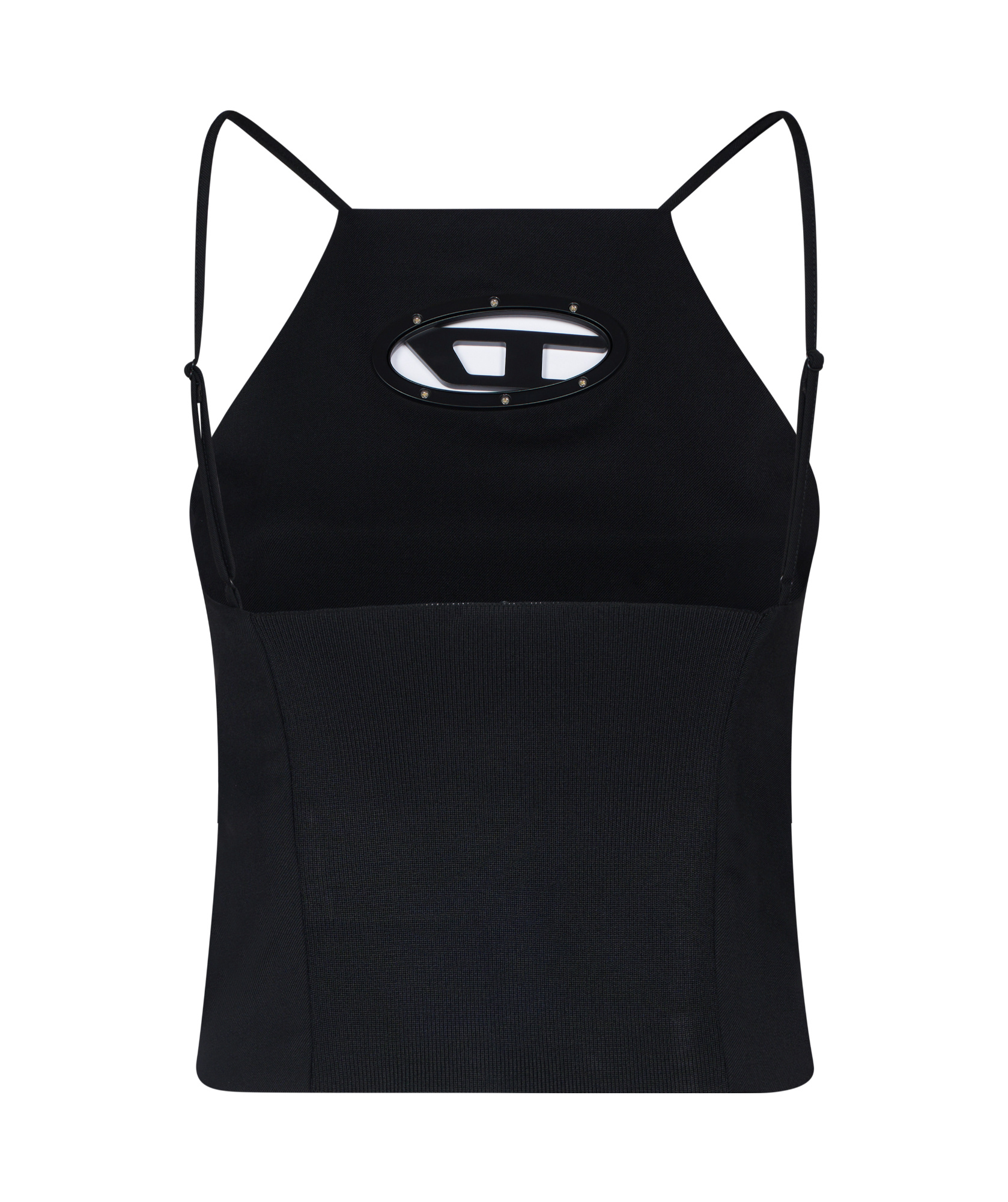 Diesel Black Stretch Polyester Blend T-wilight Top In Black