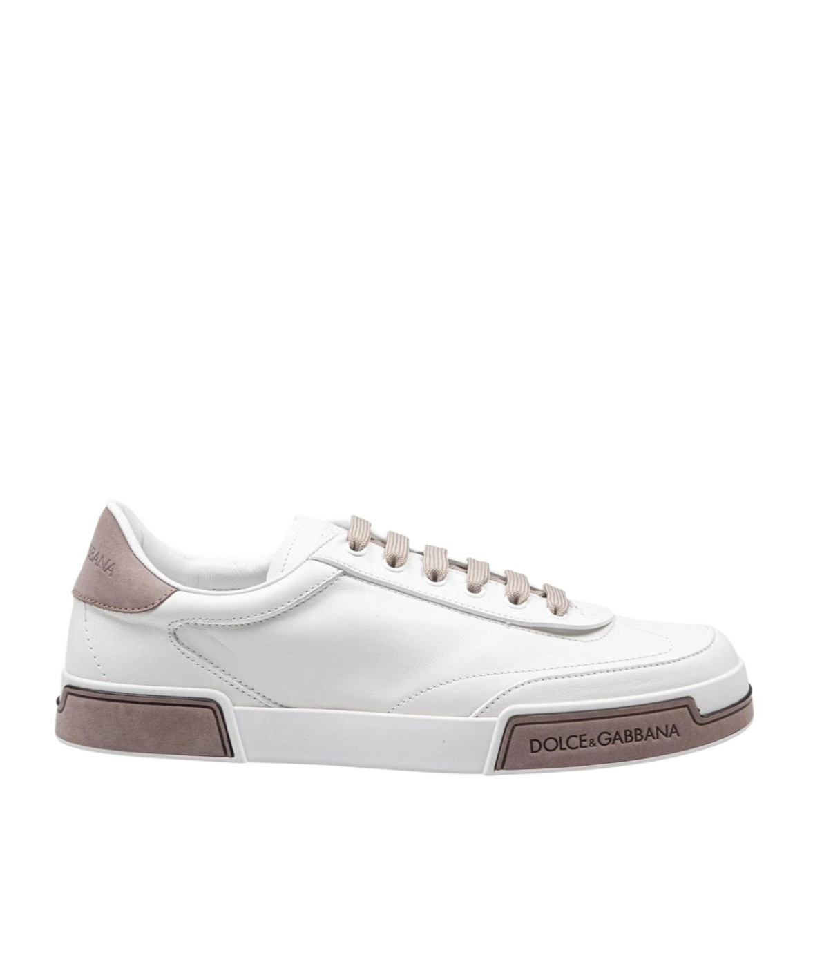 Dolce & Gabbana Portofino Yatch Sneakers In Calfskin Color White And Dove Grey In White
