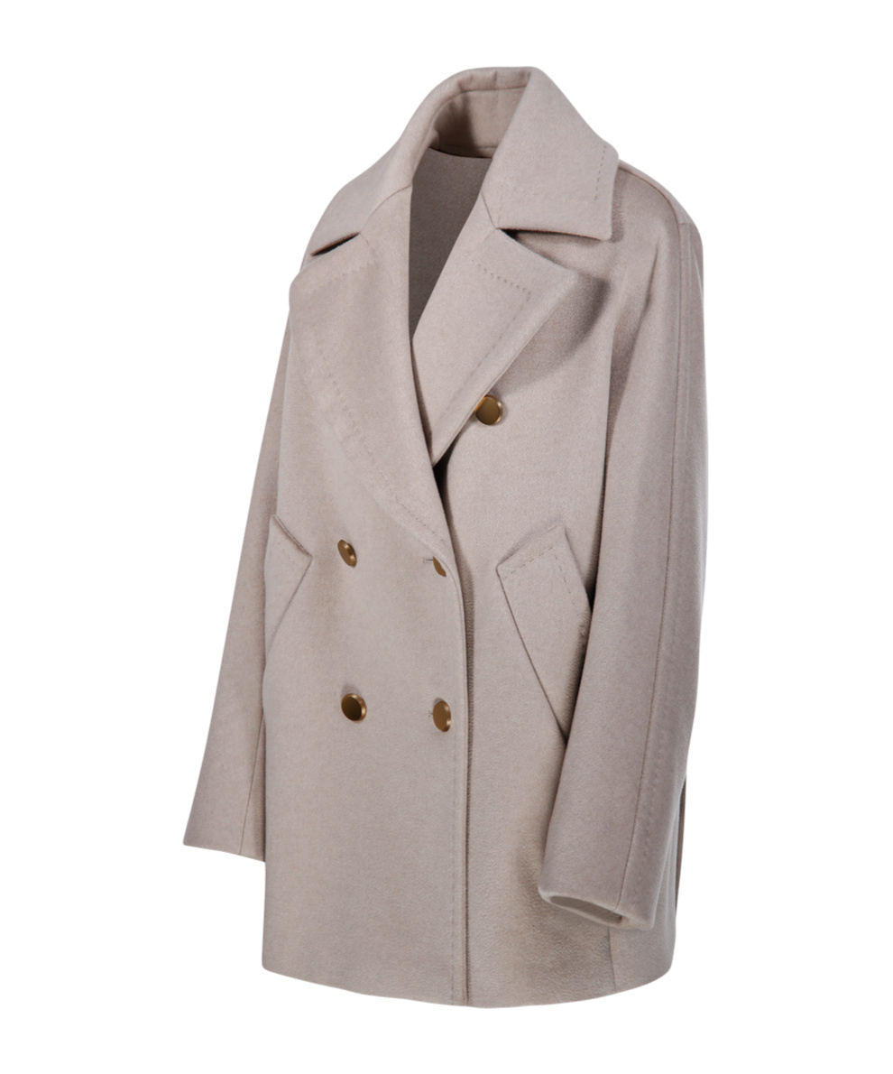 Max Mara Double-breasted Long-sleeved Coat In Nude