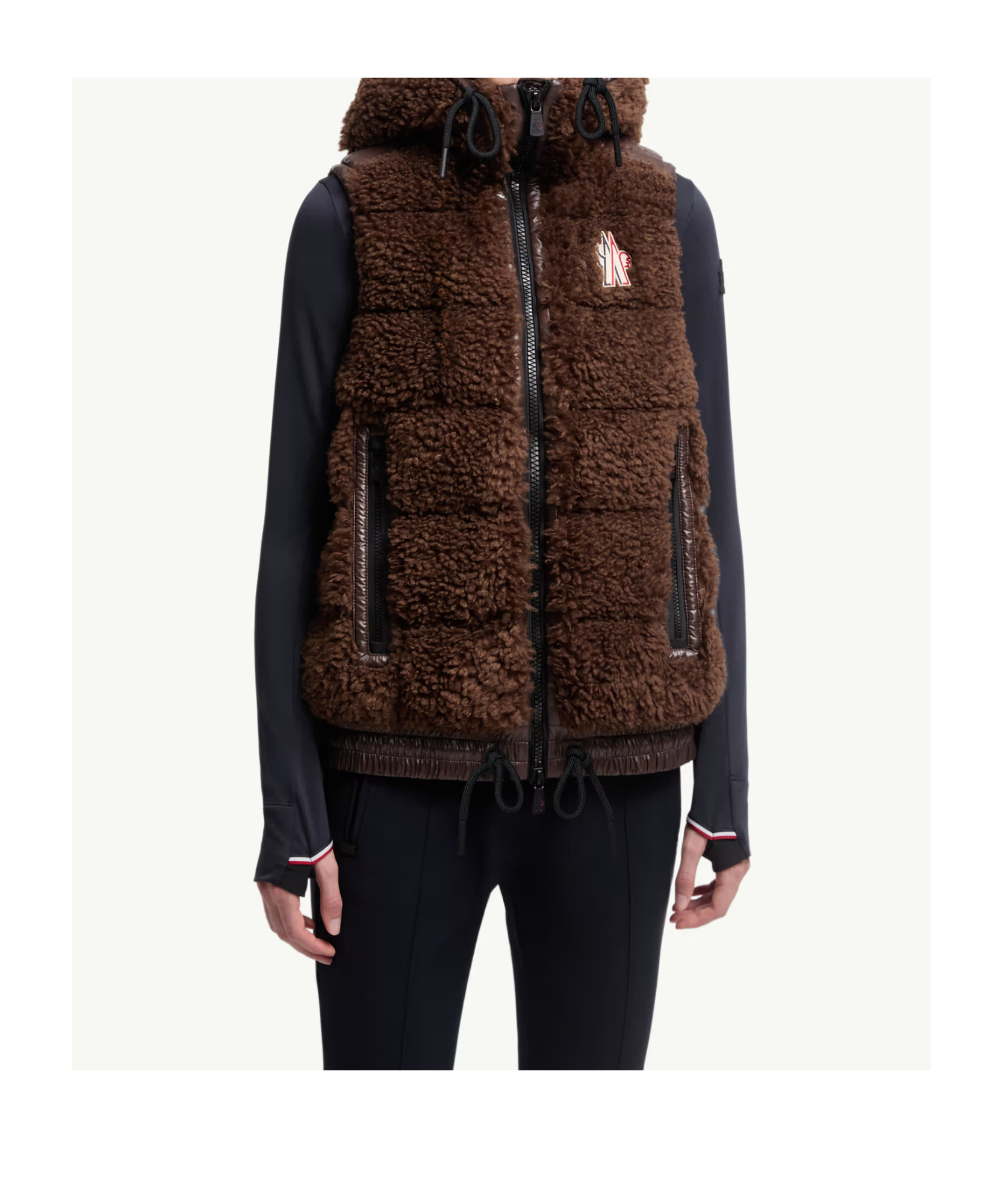 Moncler Teddy Padded Vest In Brown