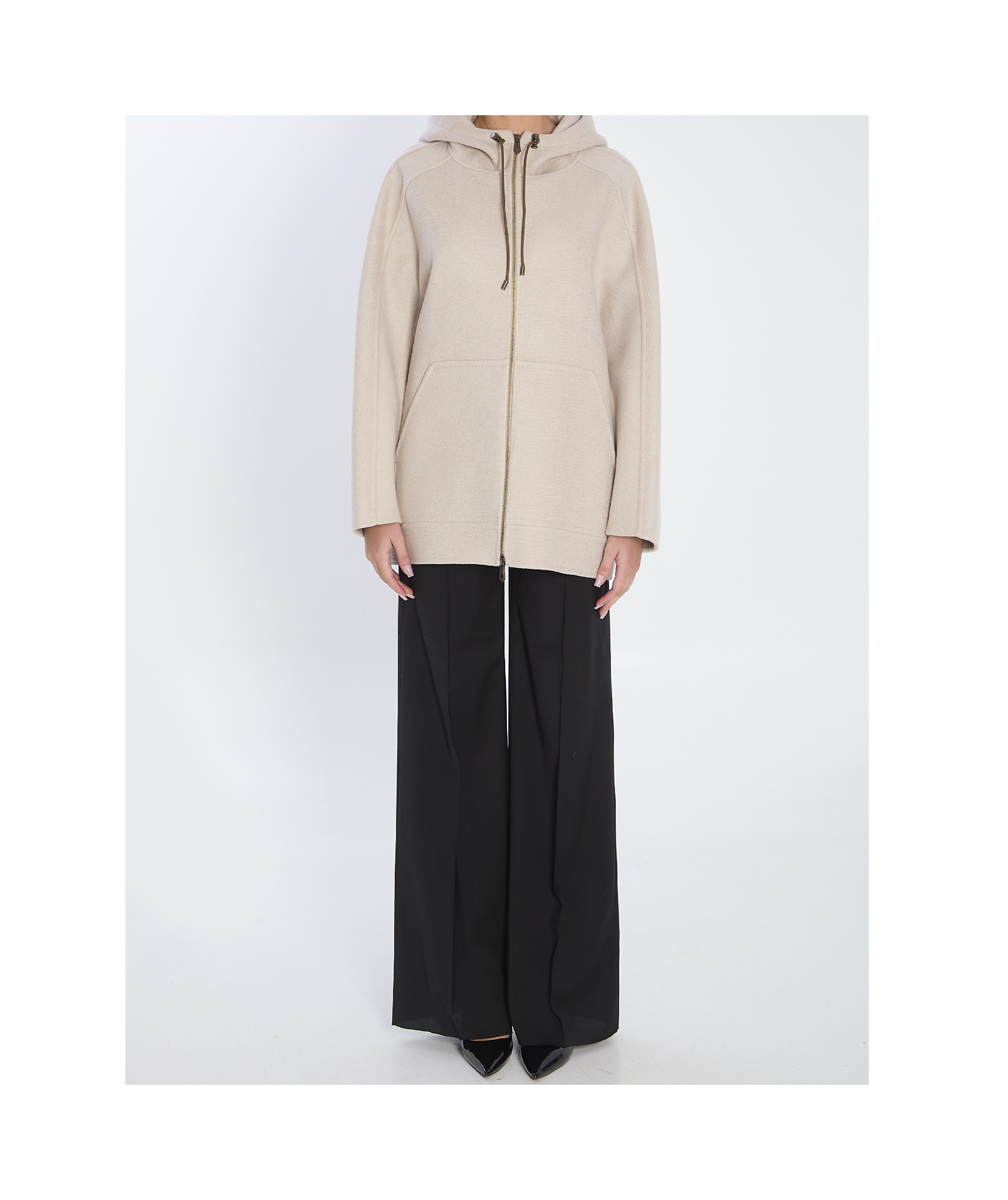 Max Mara Long-sleeved Sweatshirt Jacket In Neutral