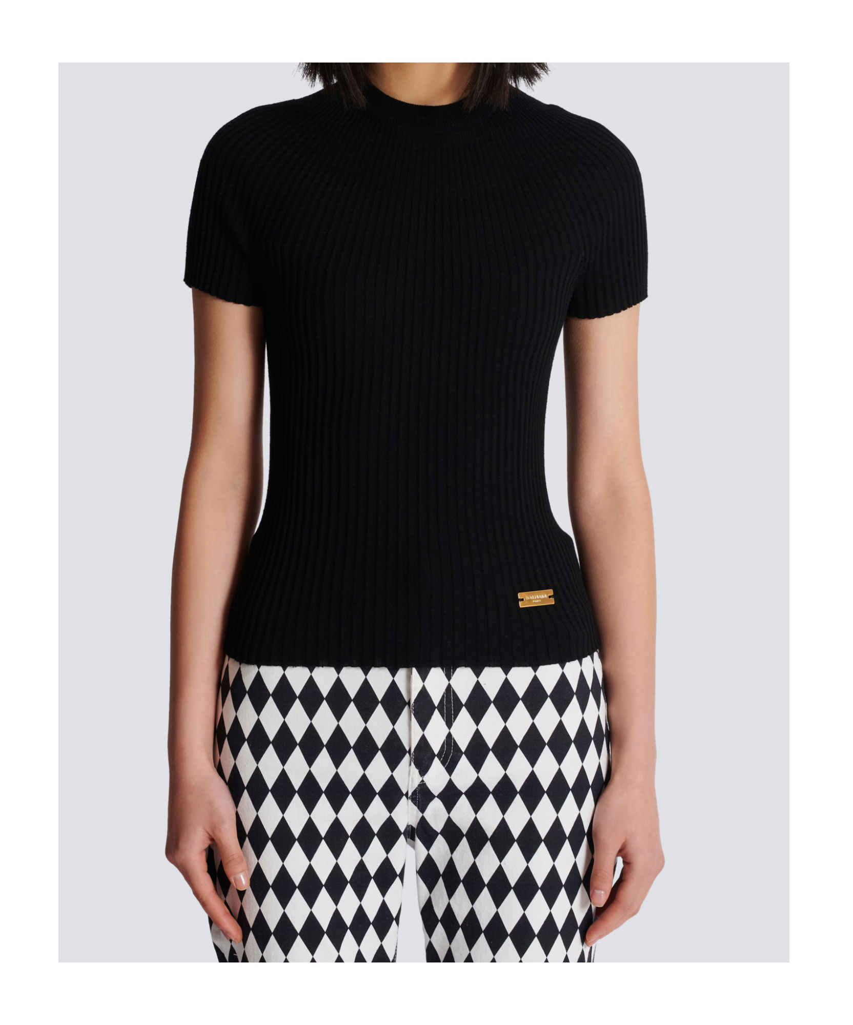 BALMAIN RIBBED KNIT TOP