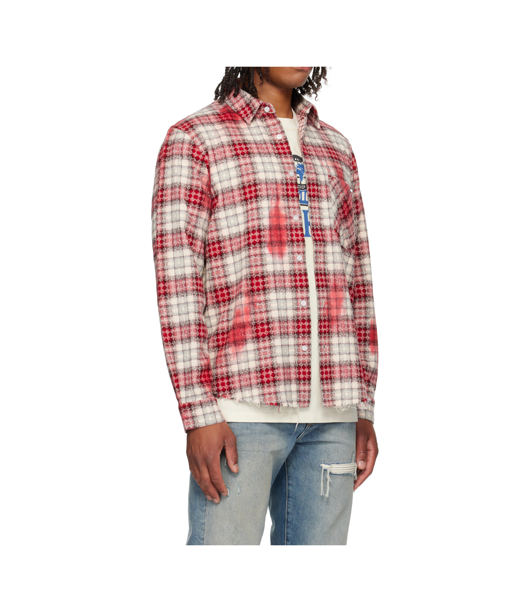 Amiri Ma Quad Bleached Flannel Shirt In Multi